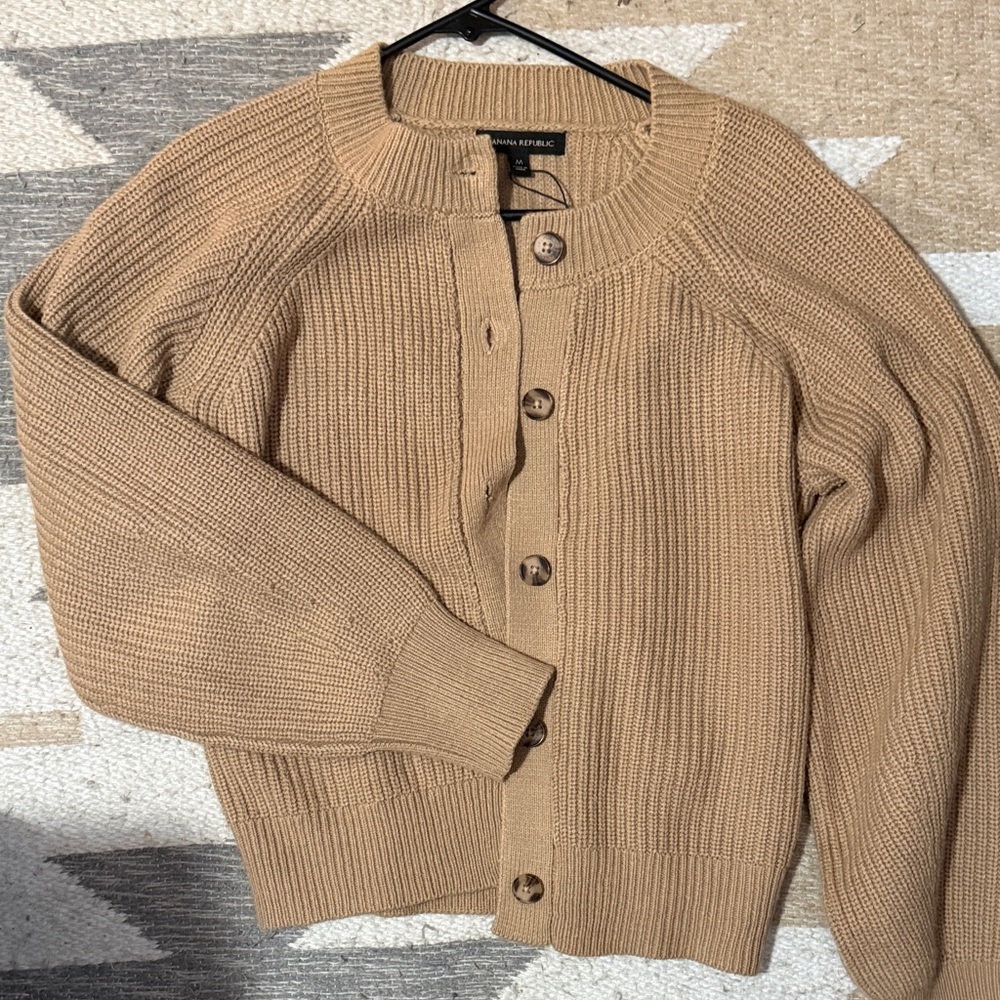 Banana Republic Women's Camel Ribbed Button-Front Cardigan